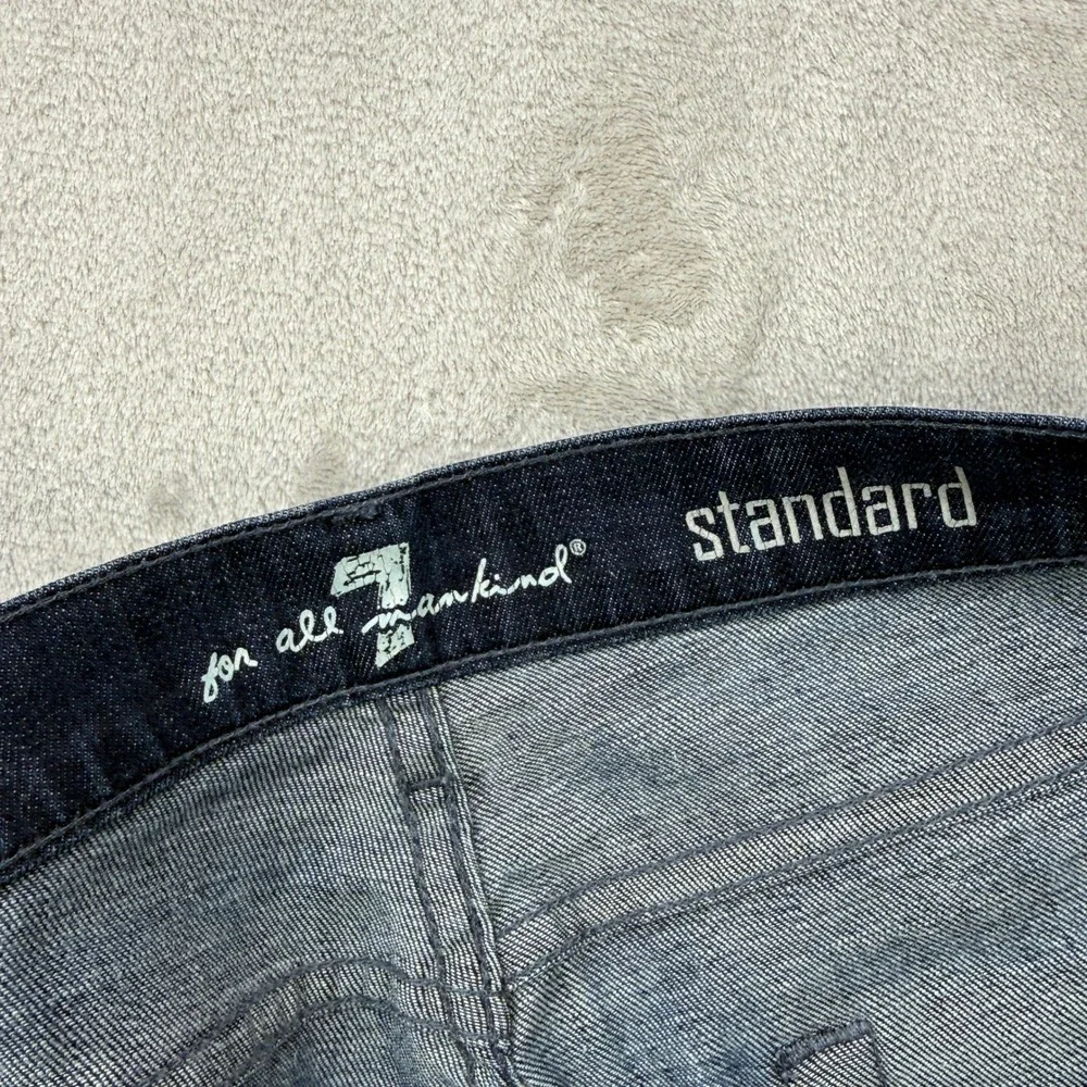 7 For All Mankind Standard Fit Jeans Mens 38 Blue Straight Leg Button Fly Preppy - Picture 10 of 12